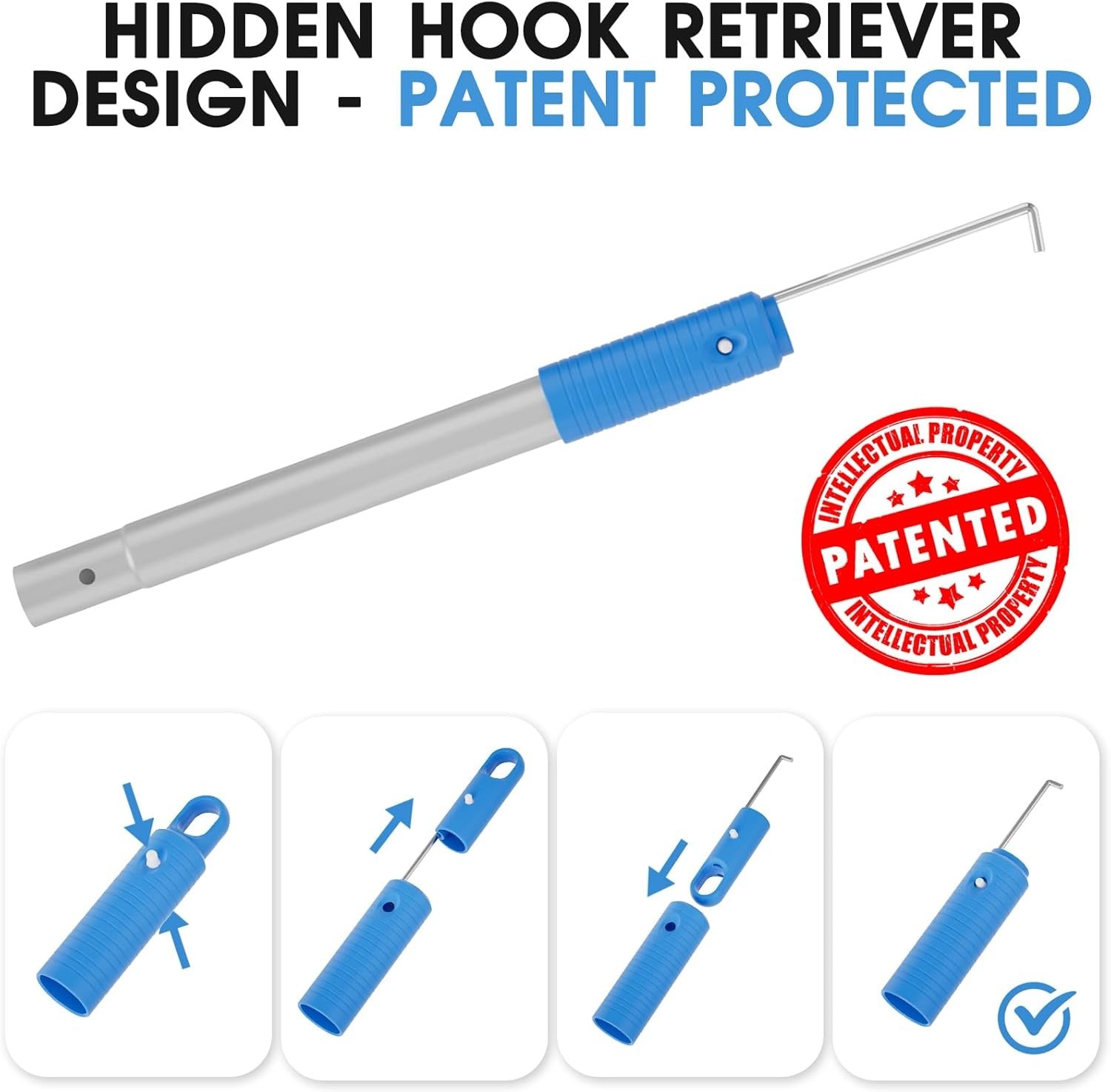 Strong Nylon Mesh Pool Skimmer with Hidden Retrieval Hook