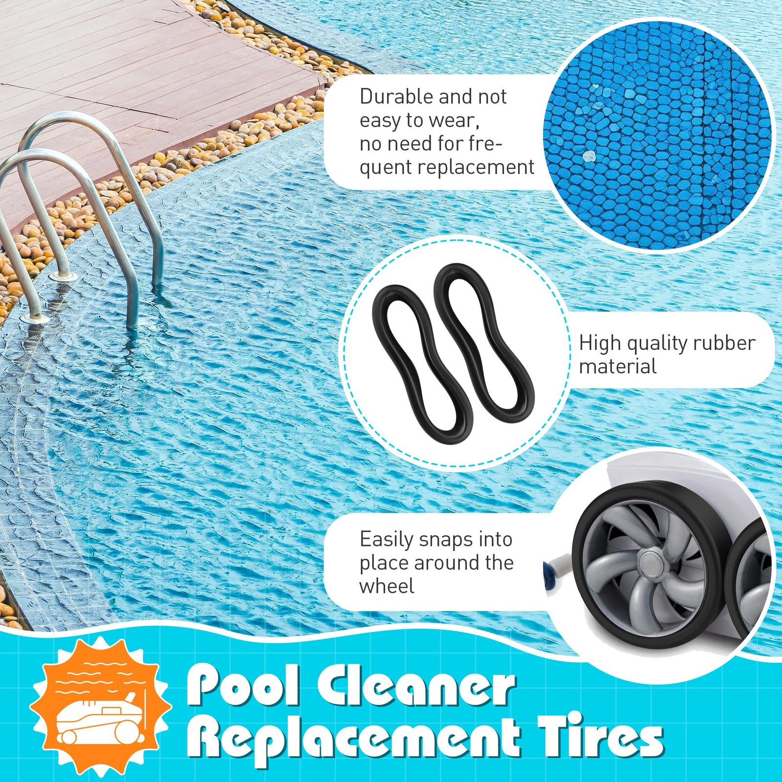 3 Pcs Pool Cleaner All Purpose Tire Replacement Part Compatible with Polaris …