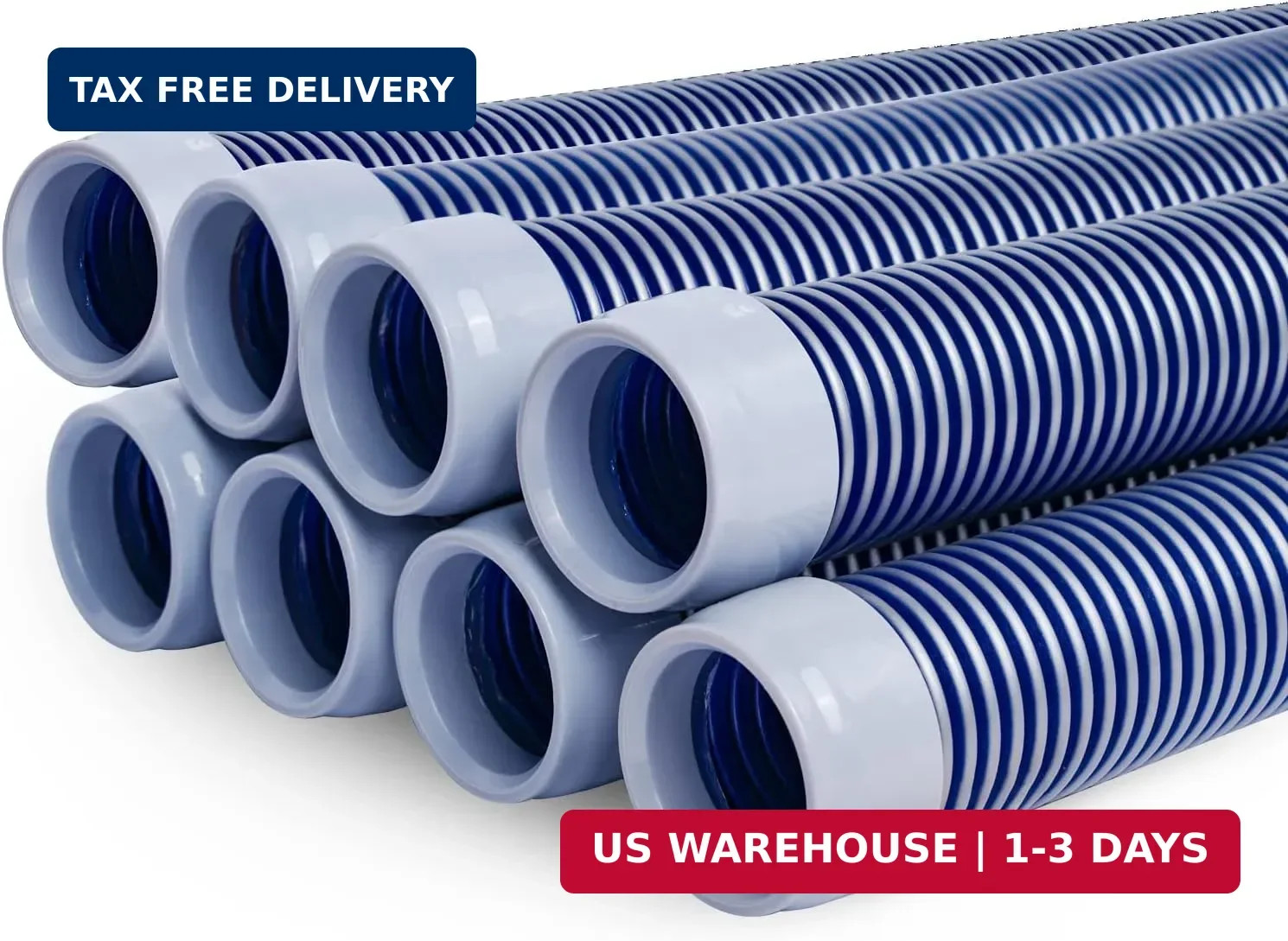 POOLWHALE Professional Swimming Pool Vacuum Cleaner Hose -1.5&Prime; 8 Piece Hoses, Pe