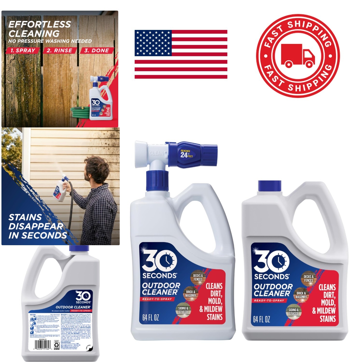 Easy to Use Outdoor Cleaner 2 Pack with Hose End Attachment for Quick Cleaning