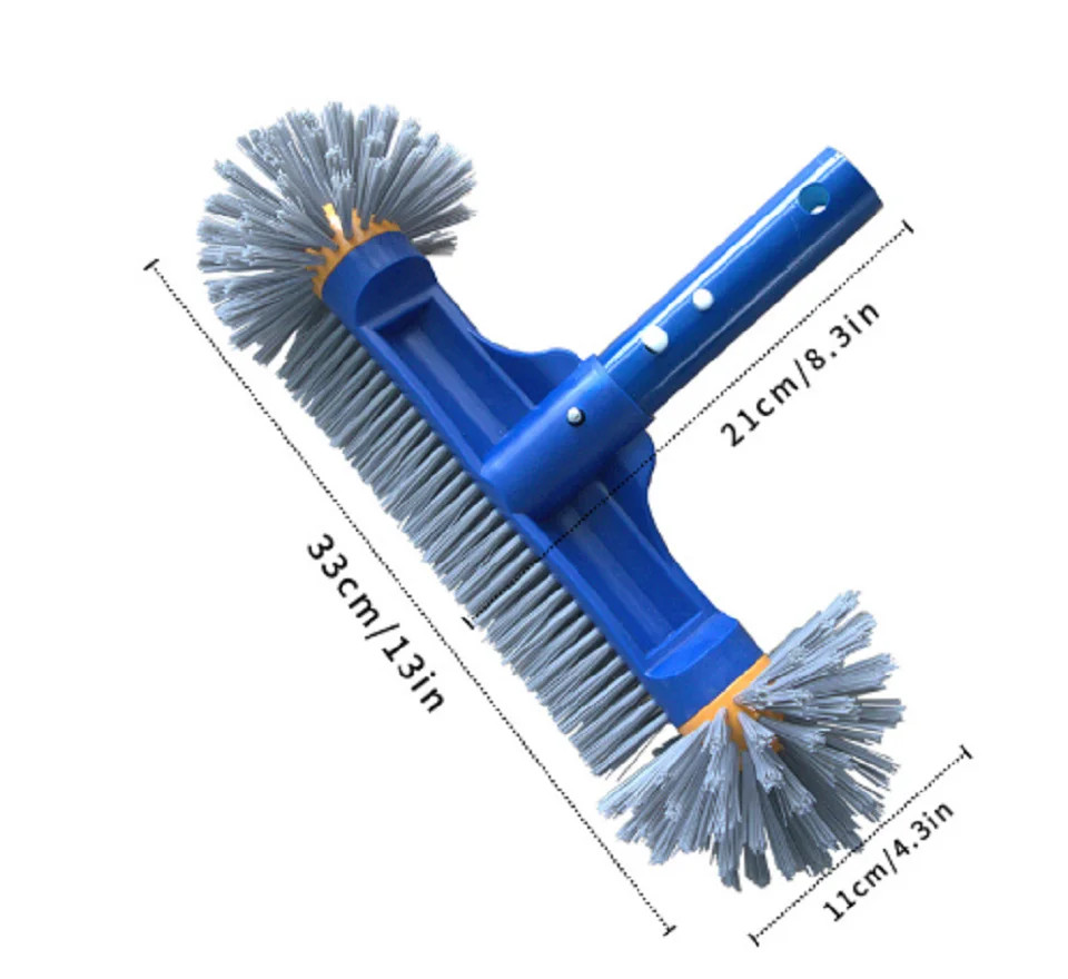 13&Prime; Heavy Duty Pool Brush Head with with Detachable Aluminum Handle for Pool Wal
