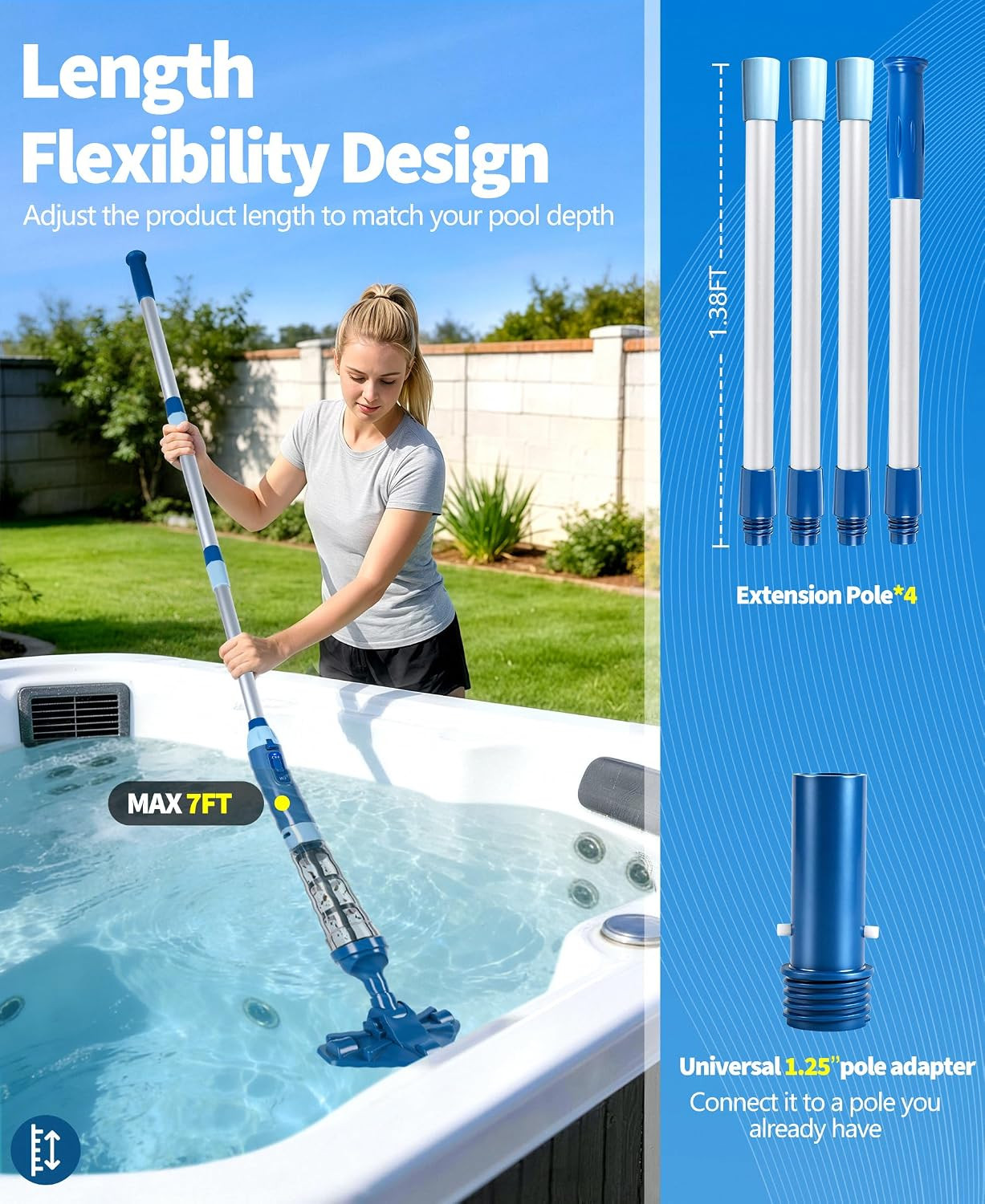 LanOcean 2026 Upgraded Powerful Hot Tub Vacuum Cordless, 15.8 Gals/Min Spa Vacuu