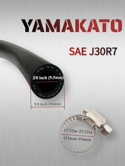 Fuel Line Hose 3/8 inch Gas Line Hose Rubber NBR SAE 30R7 6FT for 6 Feet