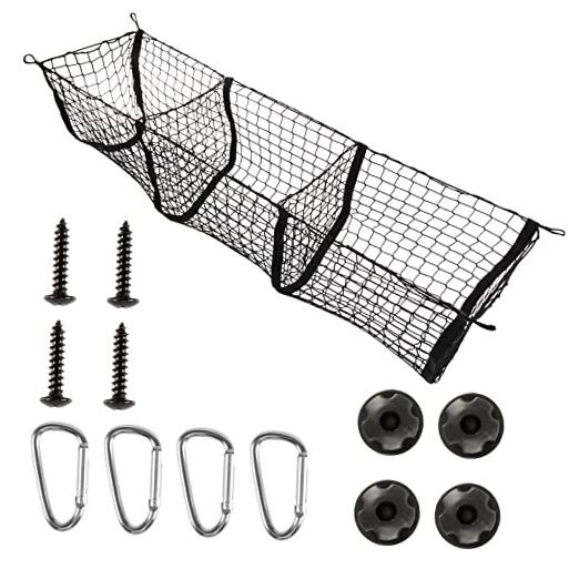 Amiss Heavy Duty Mesh Cargo Net, 3 Pocket Trunk Bed Storage Organizer