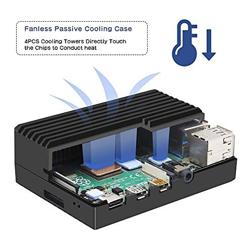 for Raspberry Pi 4 Aluminum Case, Heavy Duty Passive Pi4 Heavy-duty Case-Black