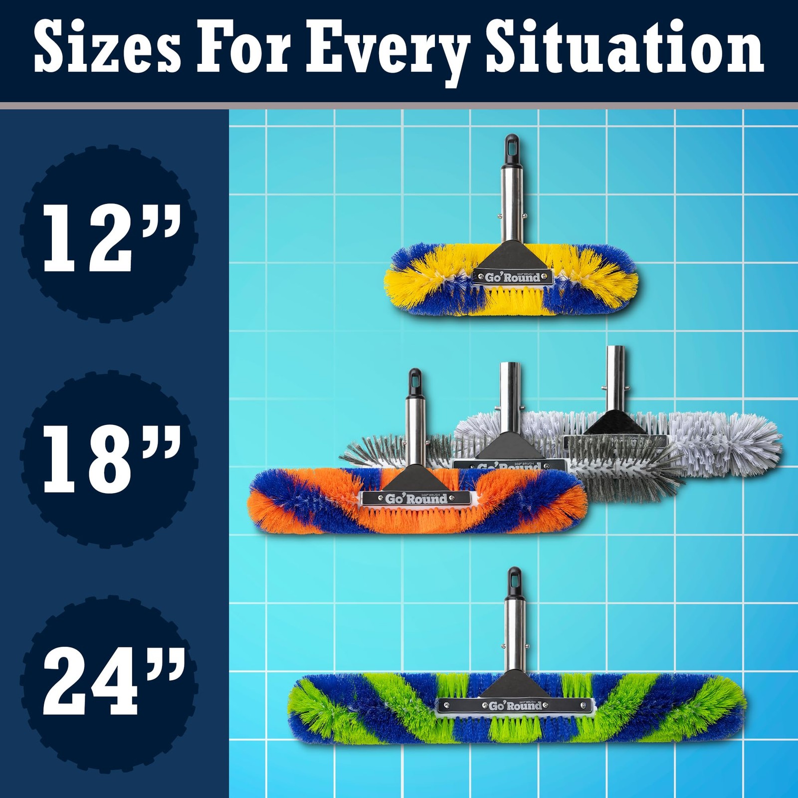18-Inch Pro Pool Brush – Round Design for Effective Cleaning