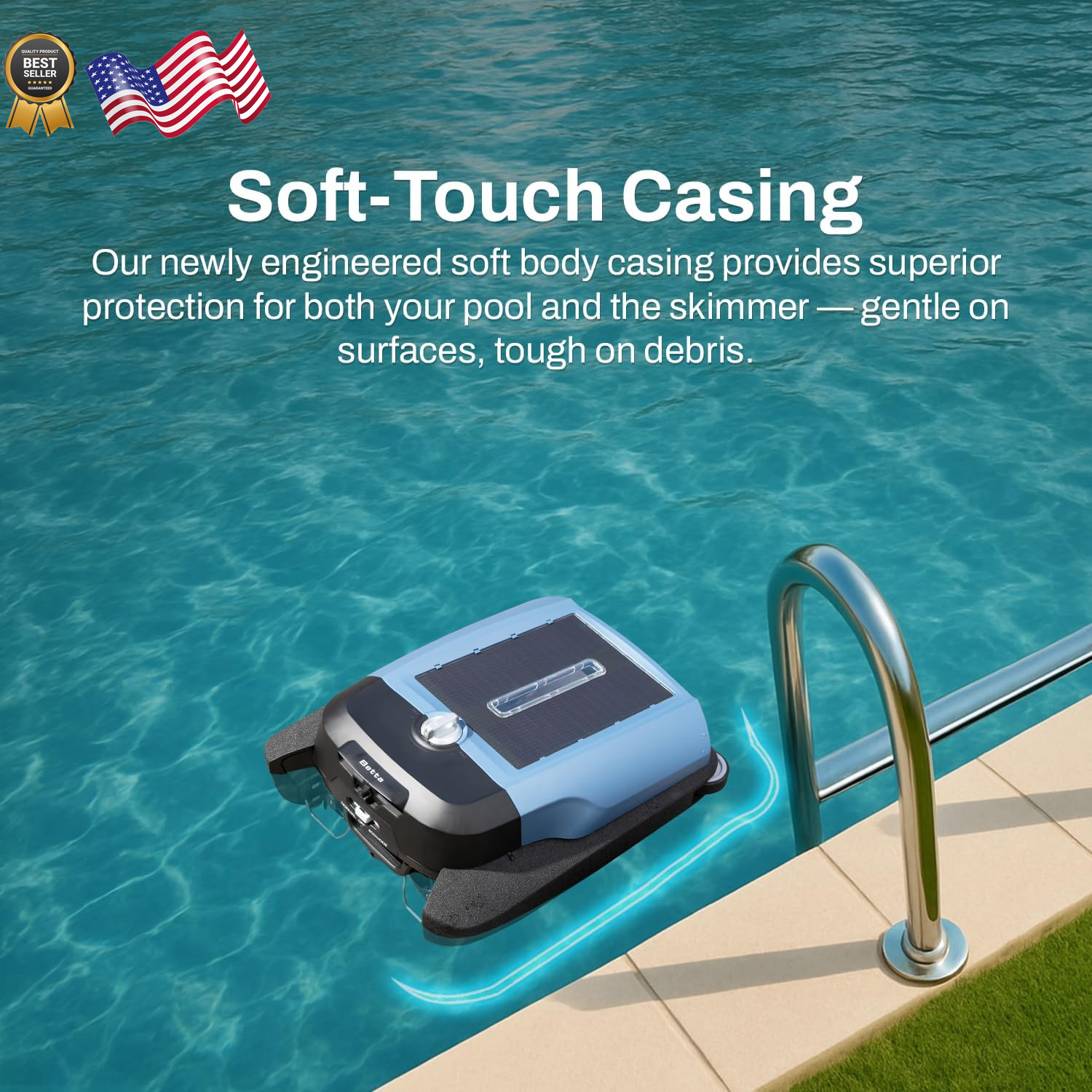 Betta Flex Solar-Powered Robotic Pool Skimmer Cordless with Dual Cleanin