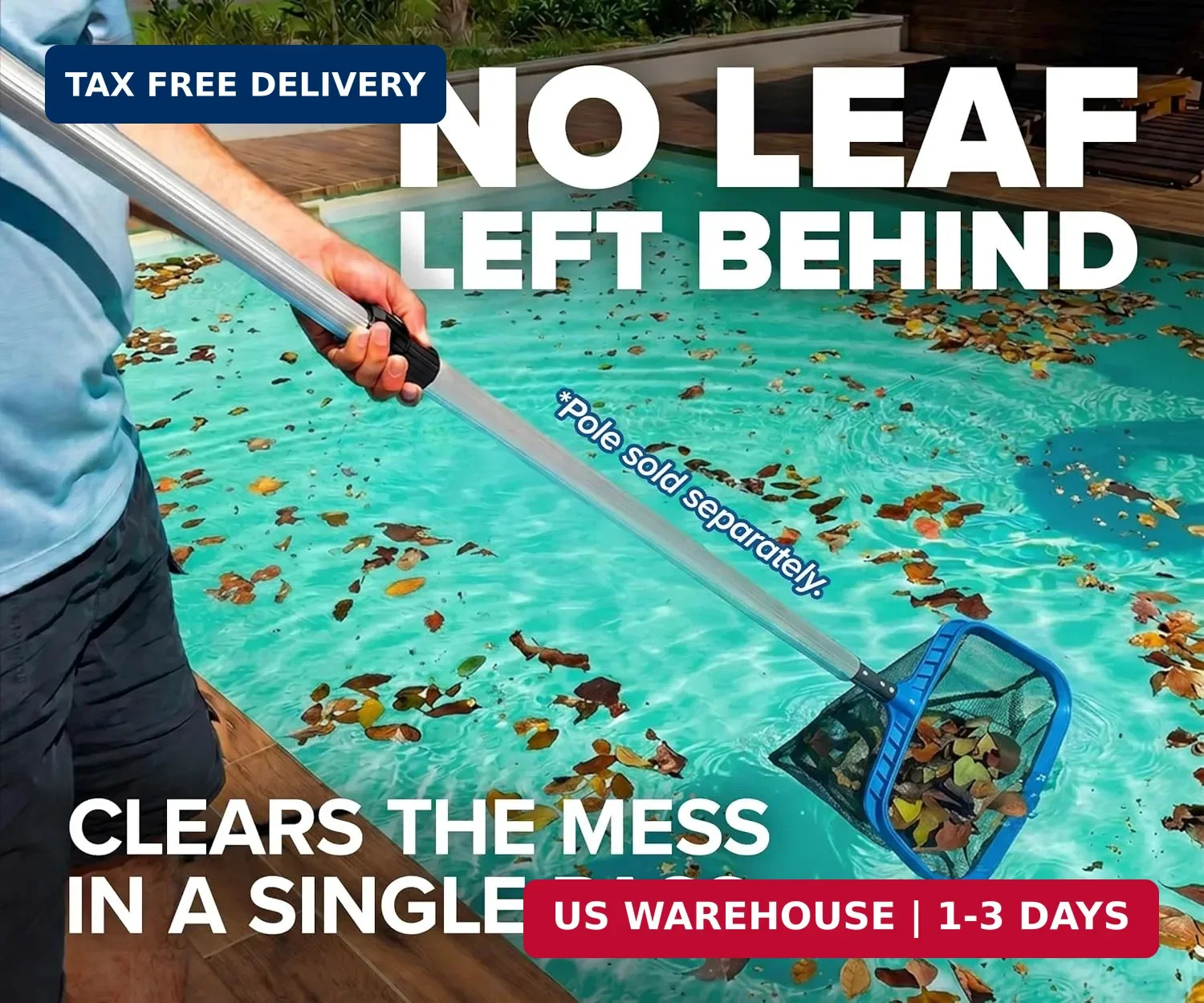 Pool Skimmer Net for Leaves – Leaf Rake for Pool Cleaning // Swimming Pool Leaf