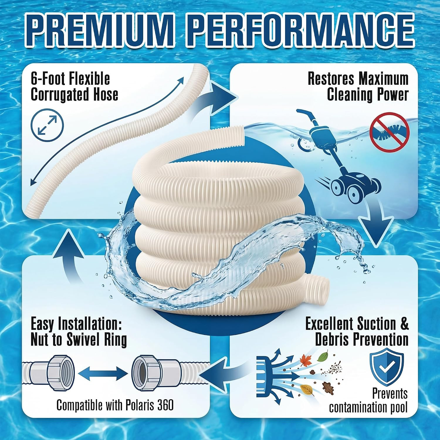 3 Pack Pool Cleaner Parts 9-100-3102 Compatible with Polaris 360, 6 FT Pool Clea