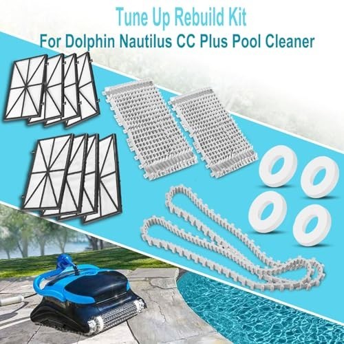 Robotic Pool Cleaner Tune-Up Kit – Ultra Fine Filter Panels, Grey Brushes, Track