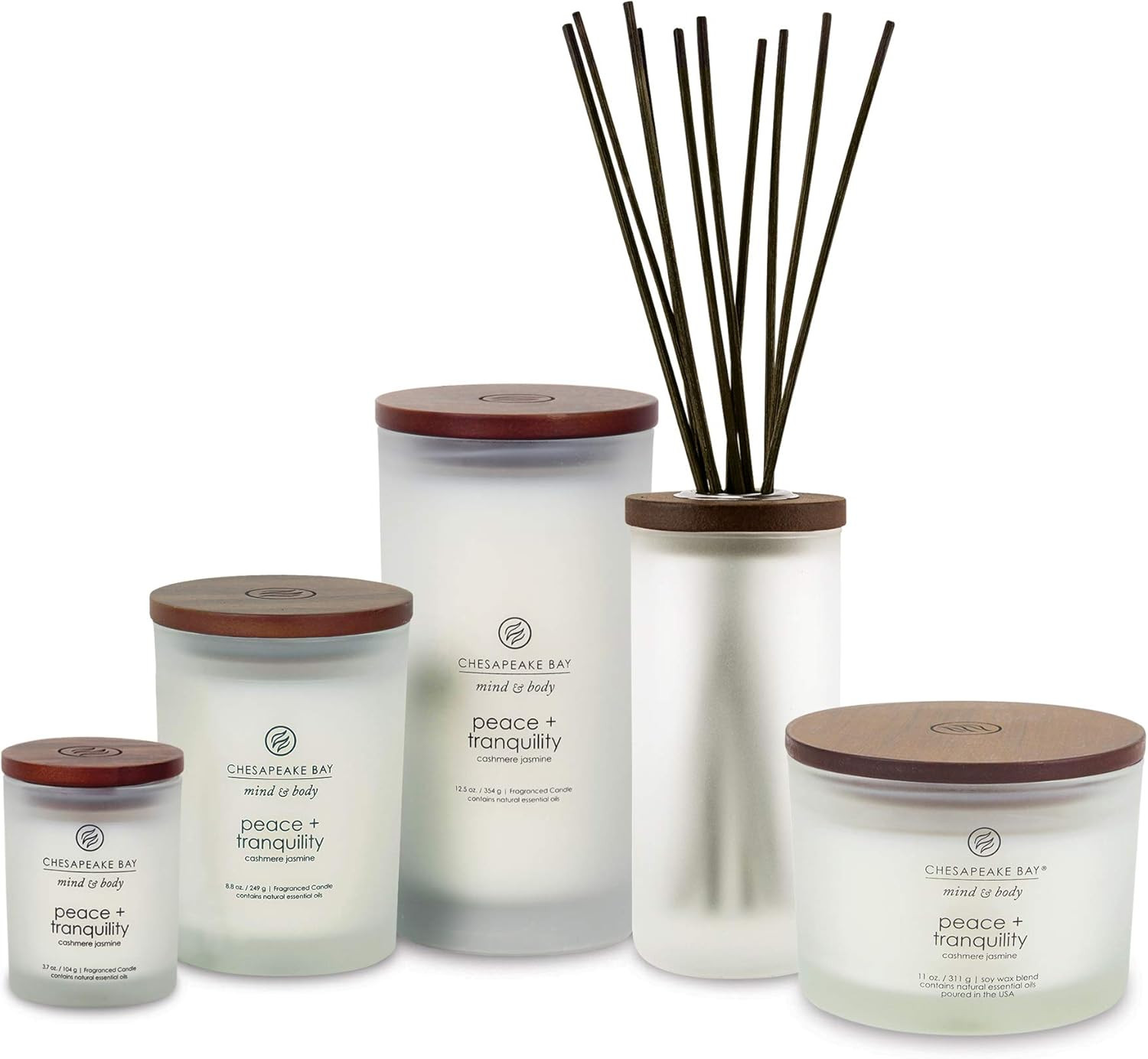 Scented Candle Peace + Tranquility (Cashmere Jasmine) Medium Jar Home Décor