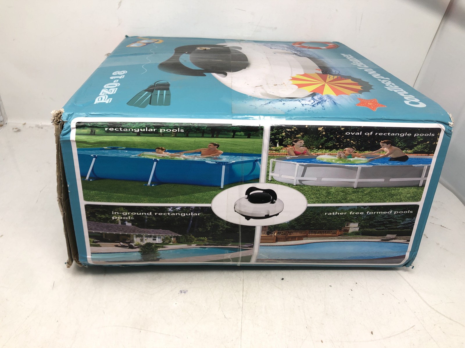 Cordless Pool Cleaner PZ0-18 Cordless Robotic Pool Cleaner vacuum,White/Black