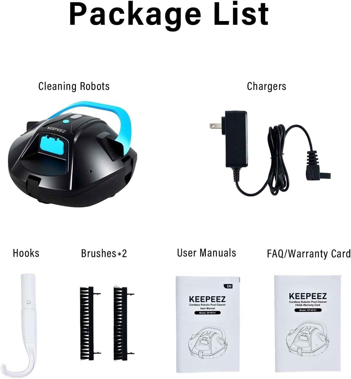 KEEPEEZ SP-M101 Robotic Pool Cleaner 100 Minutes Runtime up to 860 sq.ft.