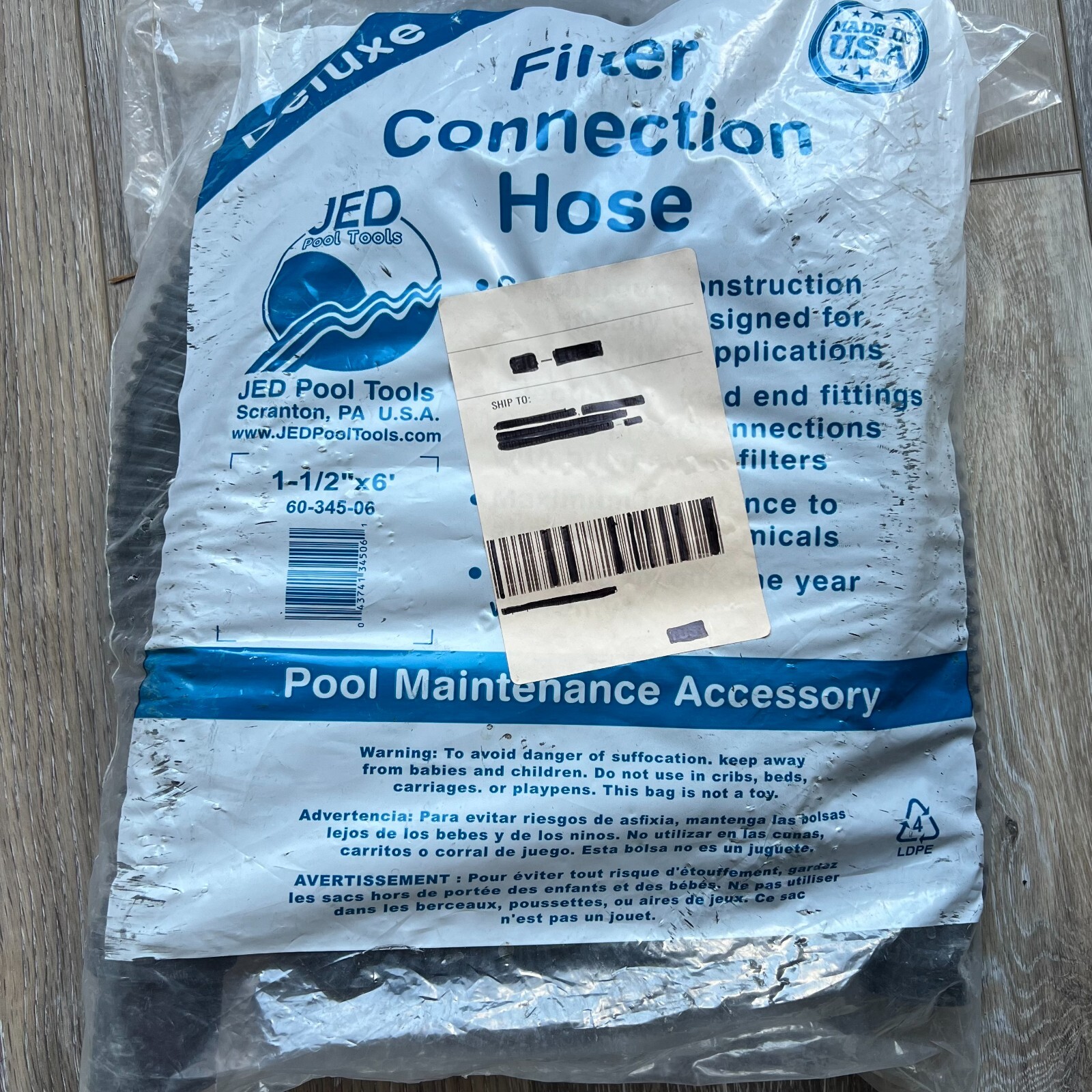 Jed Pool 60-345-06 Deluxe Spiral Wound Filter Connection Hose, 1-1/2&Prime; X 6&prime;