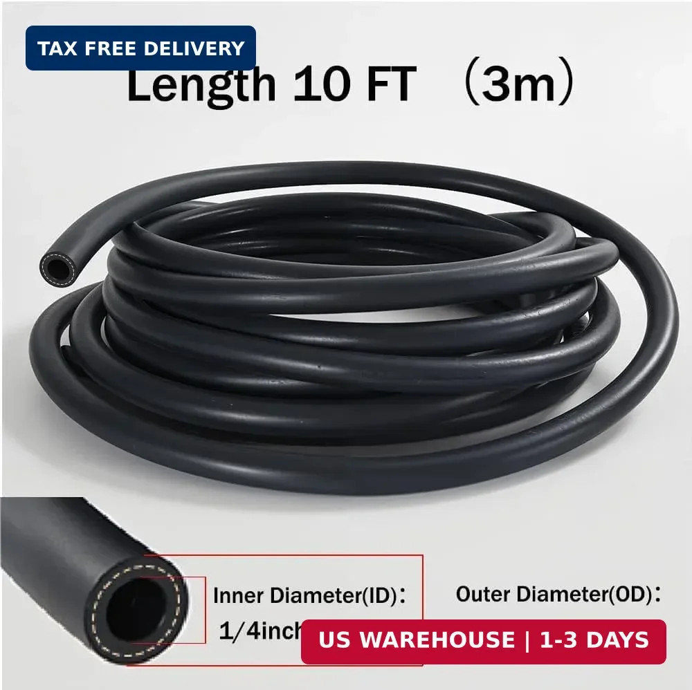 1/4 Fuel Line,rubber hose 1/4 Inch ID, Fuel Hose 10FT for Automotive (1/4&Prime; ID 10