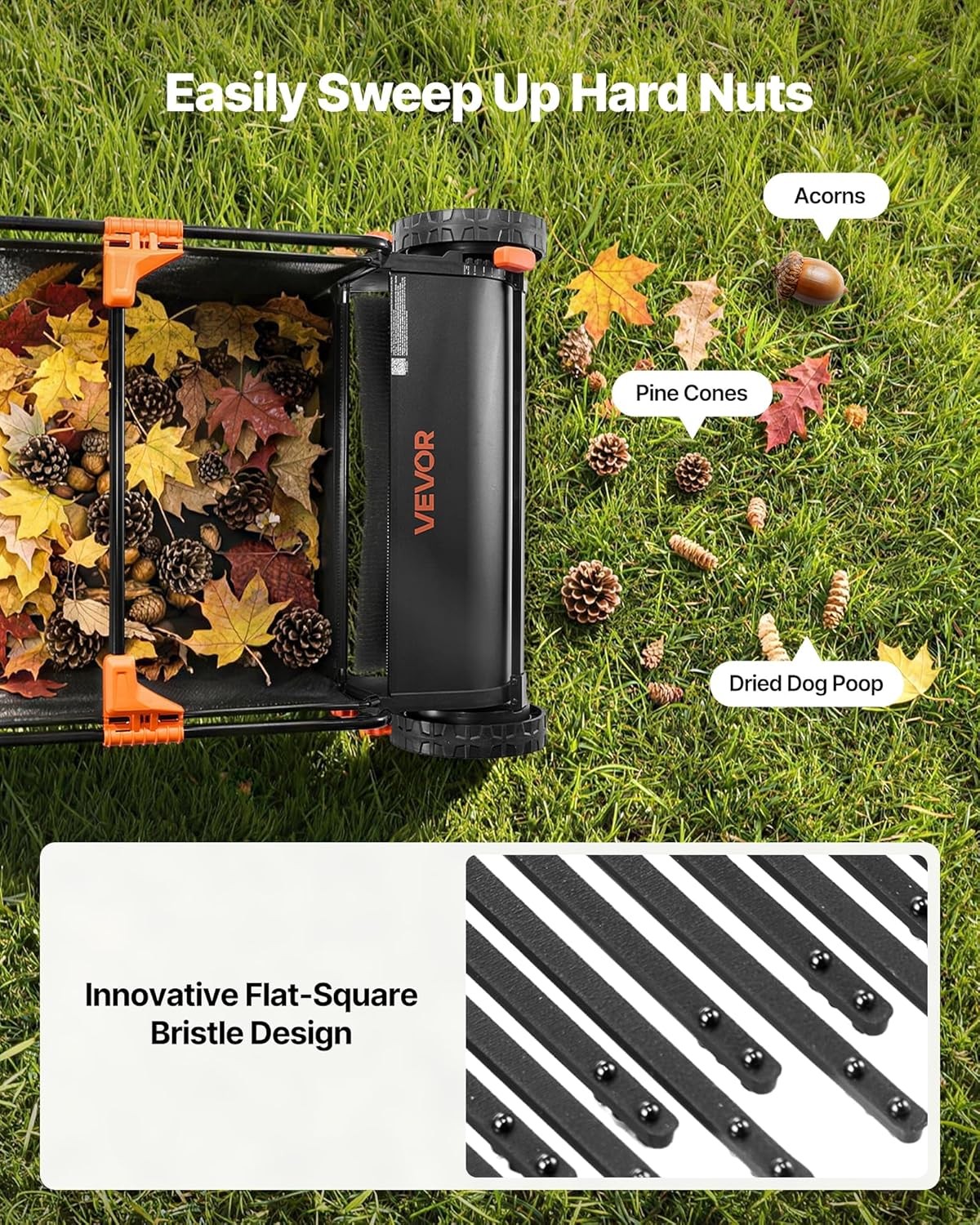 VEVOR 3 Packs Lawn Sweeper Brush Replacement, Compatible with VEVOR 26 in Lawn &