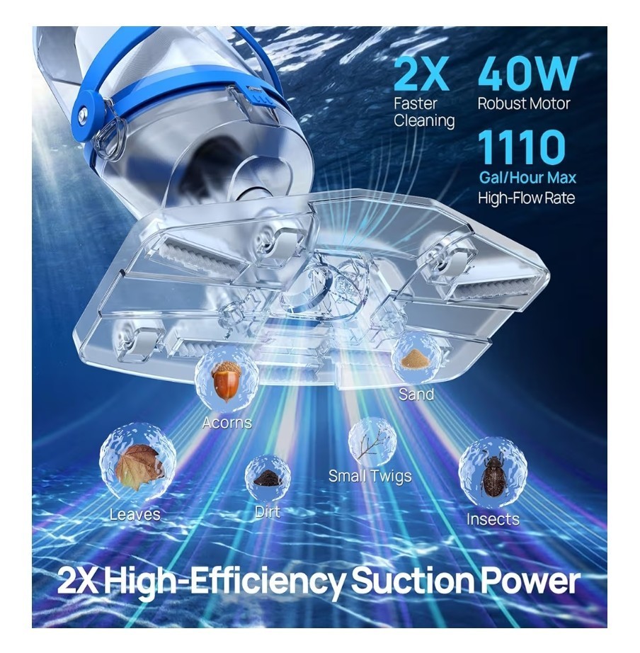 Handheld Cordless Pool Vacuum* Battery Pool Vac* Cordless Pool Cleaner 1,110 GPH