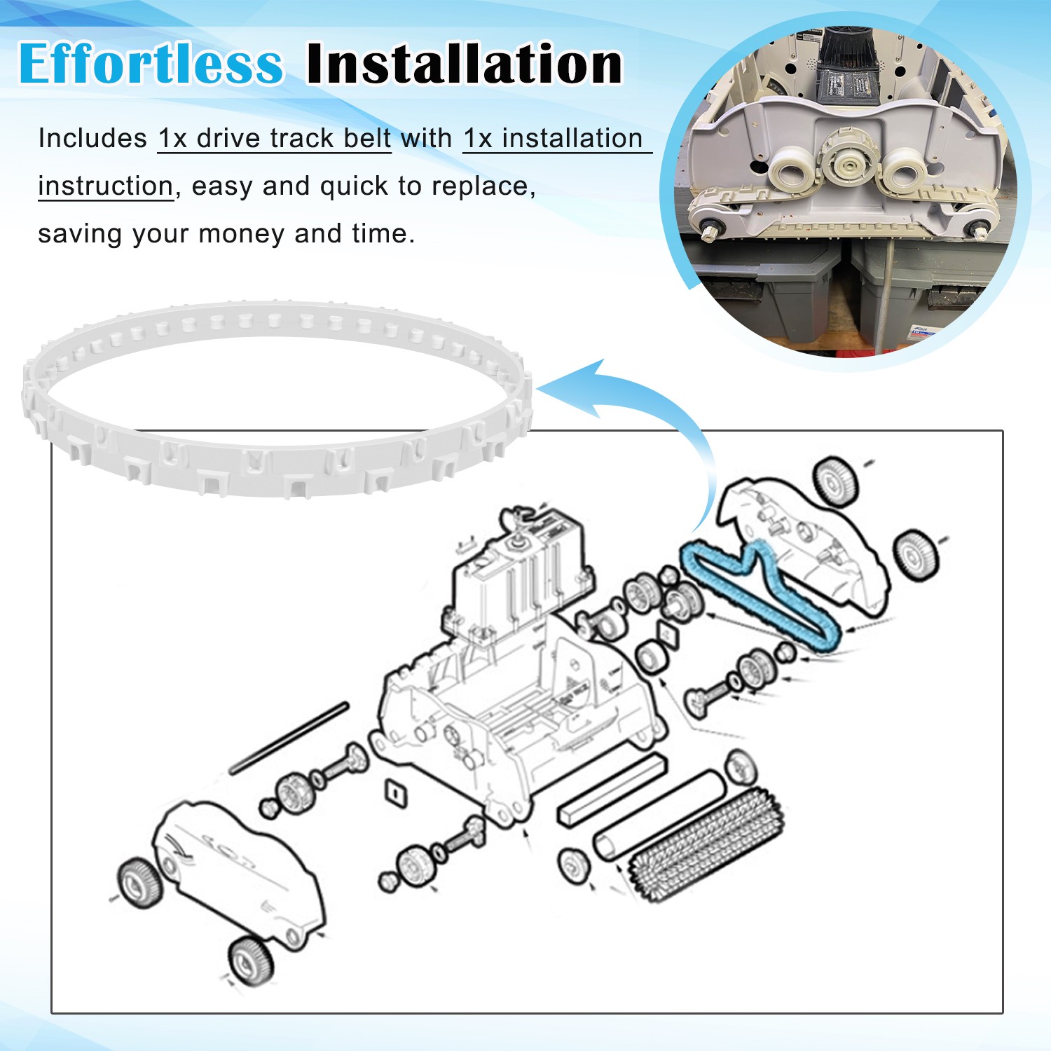 RCX97501GR Drive Track Belt Replace for Hayward SharkVac XL Robotic Pool Cleaner