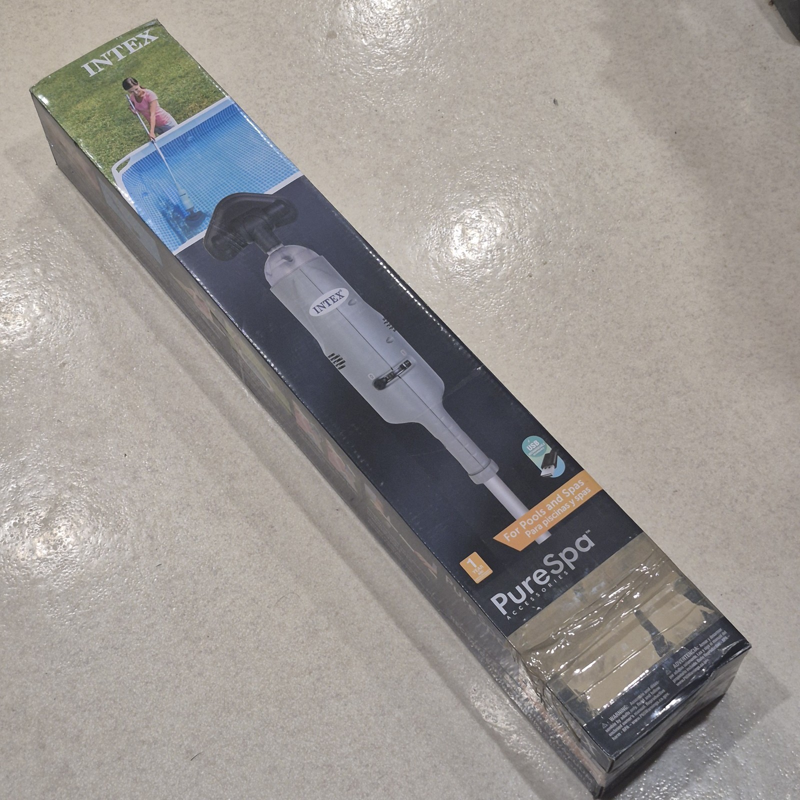 Intex Rechargeable Handheld PureSpa Swimming Pool Vacuum, Gray (Open Box)