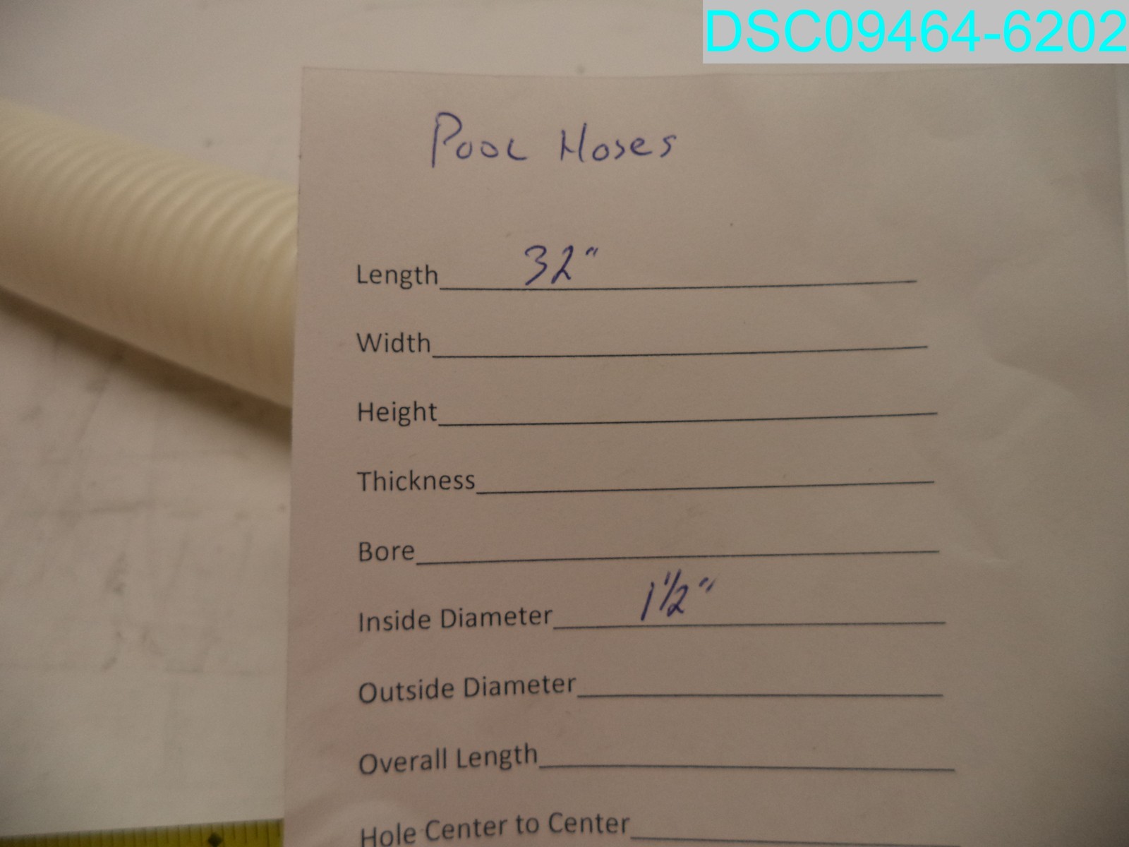 QTY=5: 32&Prime;L Replacement Off White Pool Hoses 1-1/2&Prime; ID