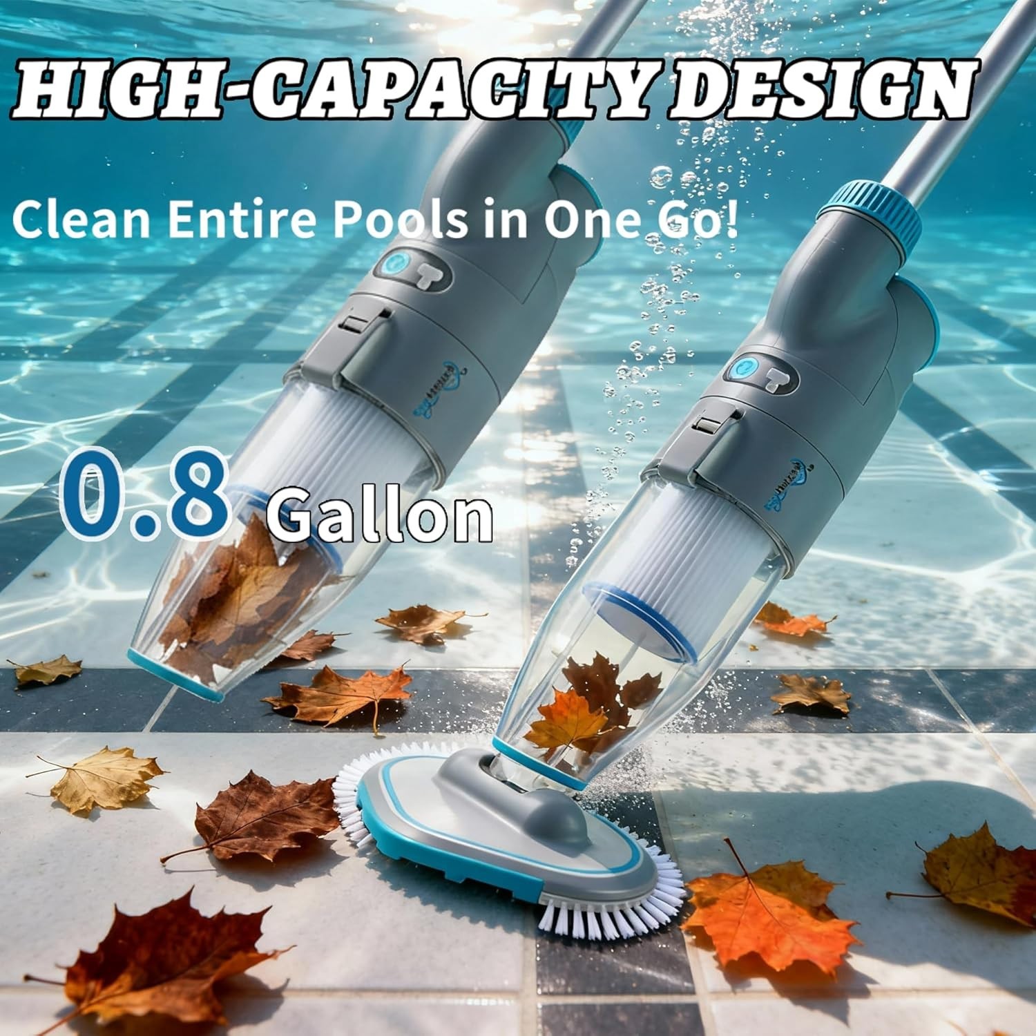 50 PRO 2026 Cordless Pool Vacuum Cleaner Heavy-Duty Debris Spas Hot Tubs Gray