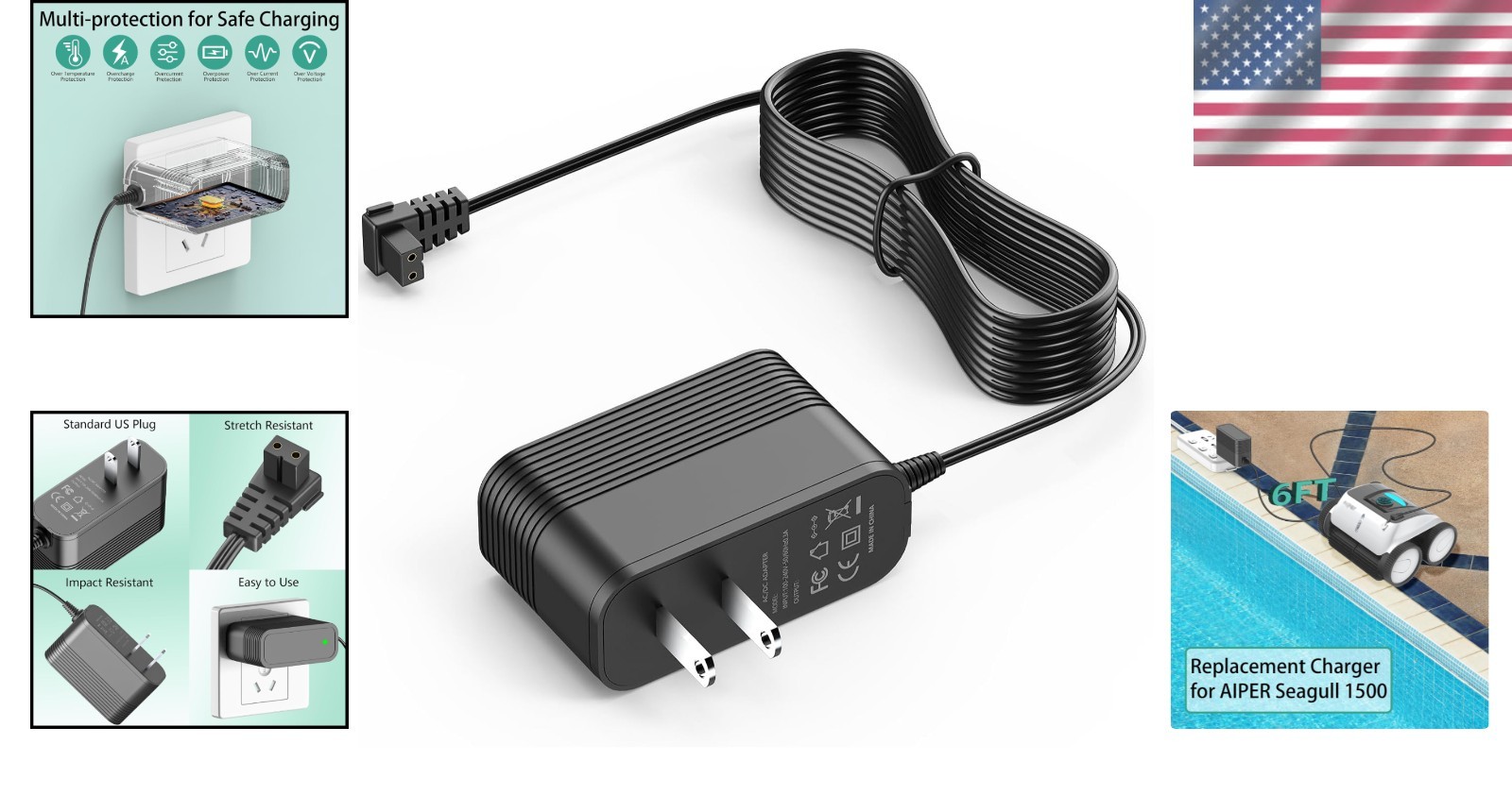 12.6V Charger for Aiper Pool Cleaner Robot, Pool Vacuum Charger for Seagull S…