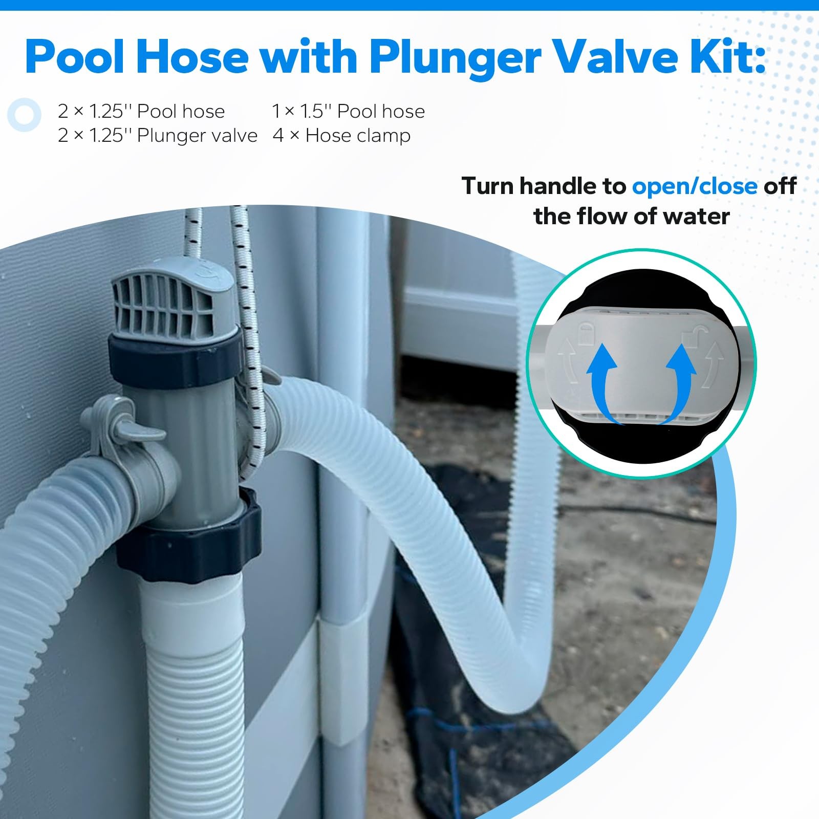 Pool Hoses for Intex Above Ground and Pump, 59 inches, Gray