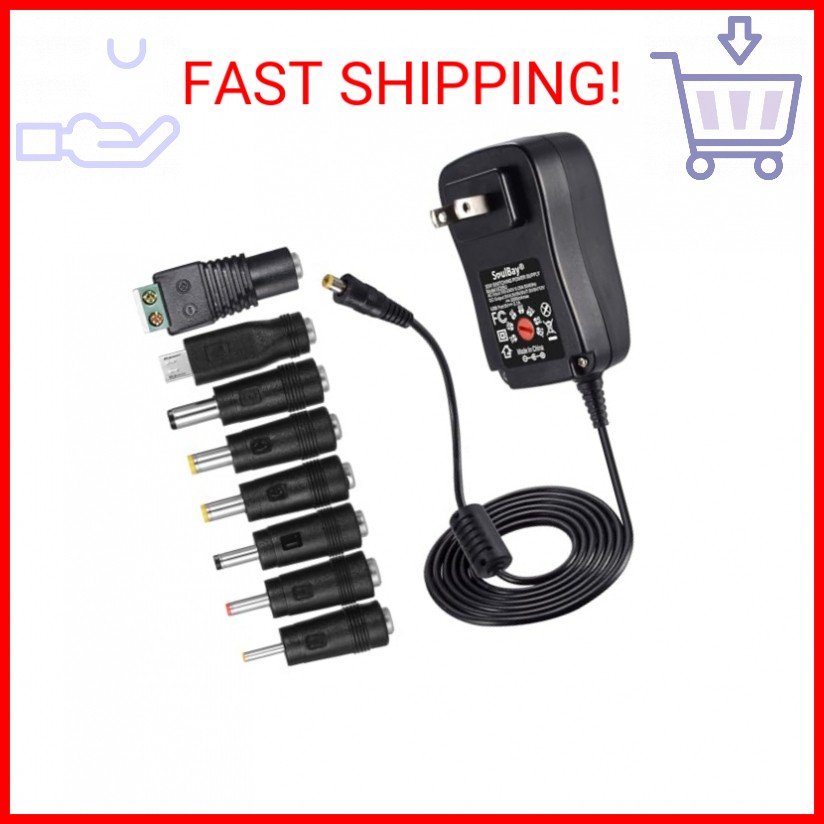 SoulBay 12V Power Supply Universal AC DC Adapter Charger with Adjustable Output