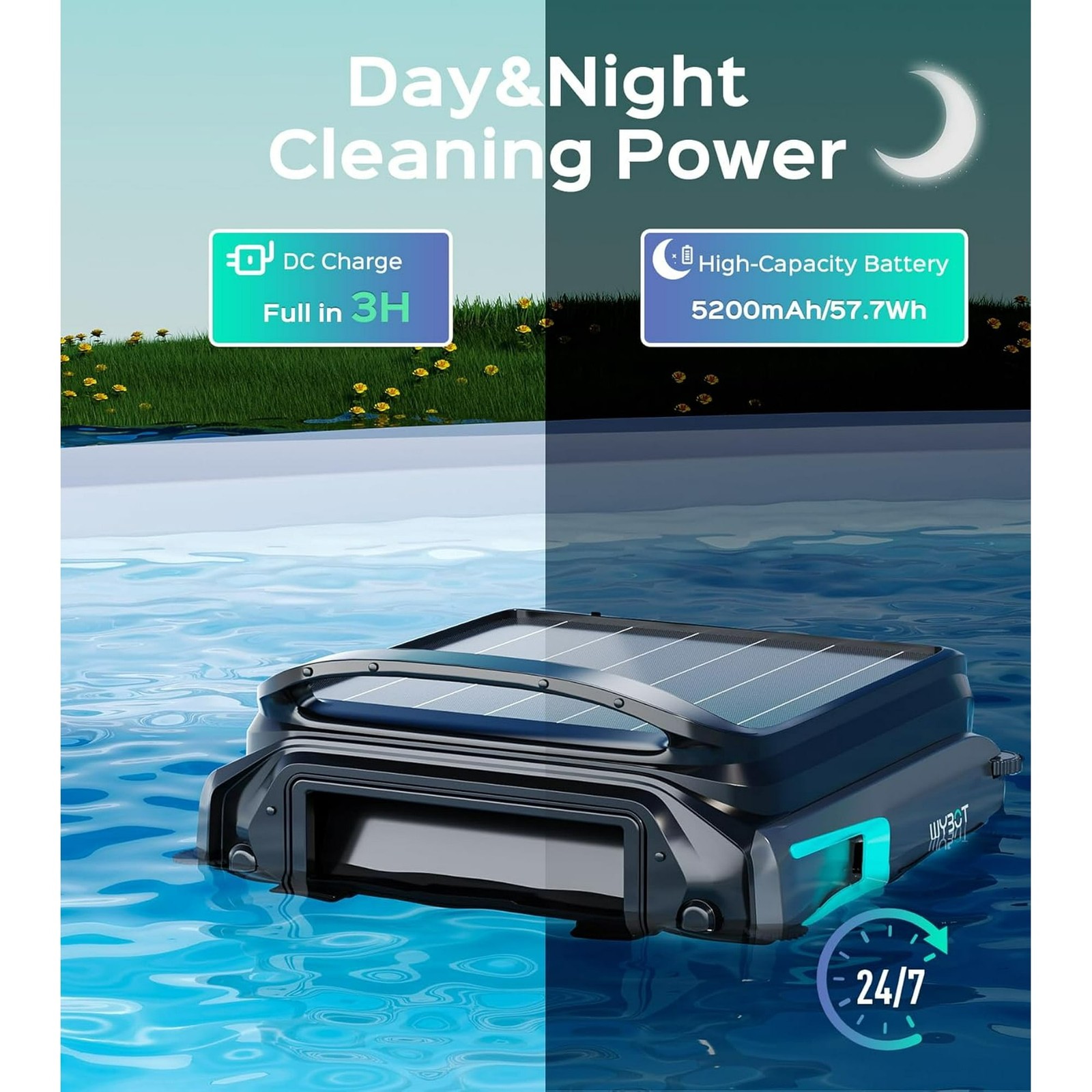 WYBOT C2 Vision AI Robotic Pool Cleaner with F1 SolarPowered Pool Skimmer Bundle