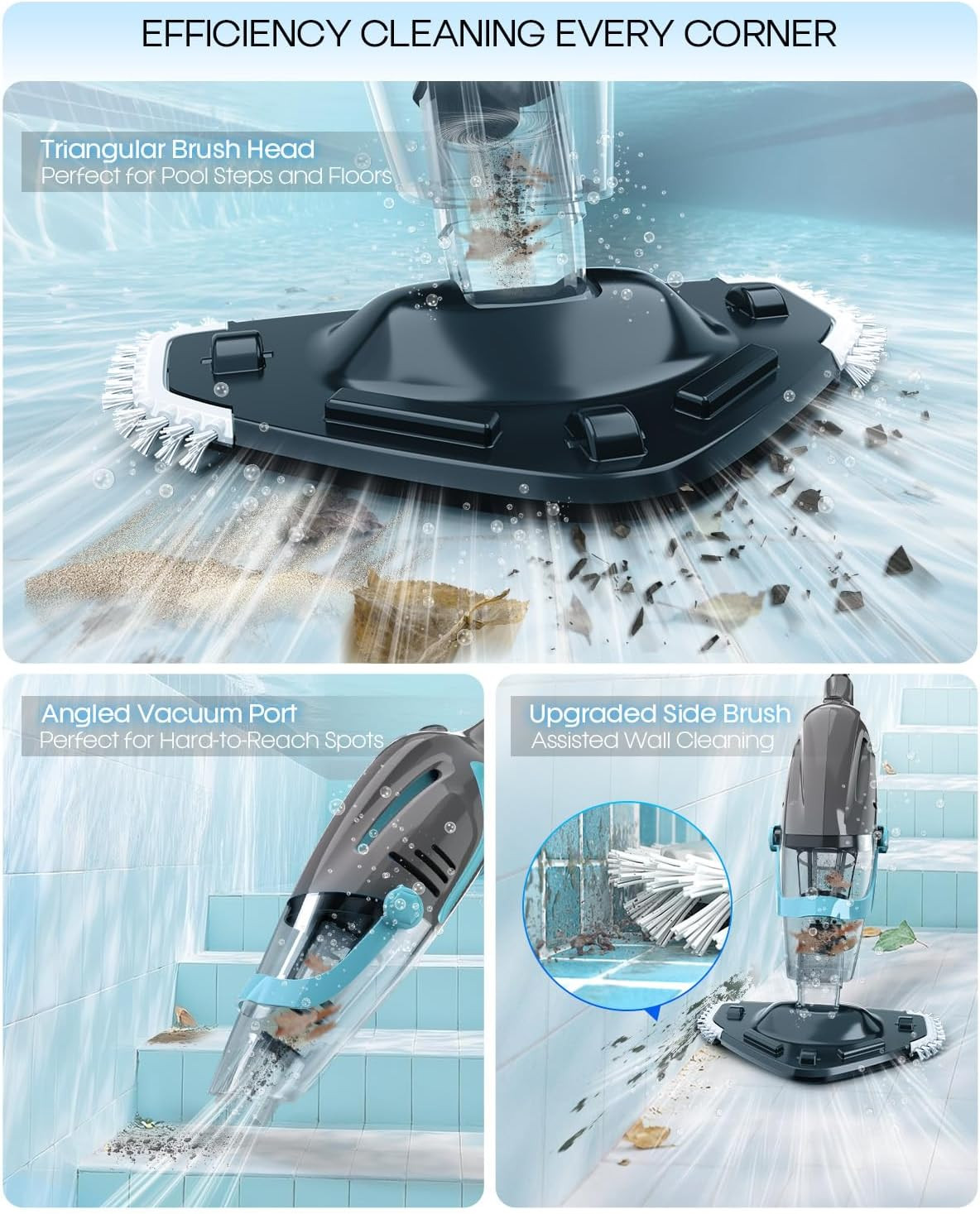 Cordless Handheld Pool Vacuum, Pool Vacuum for above Ground Pool with Telescopic