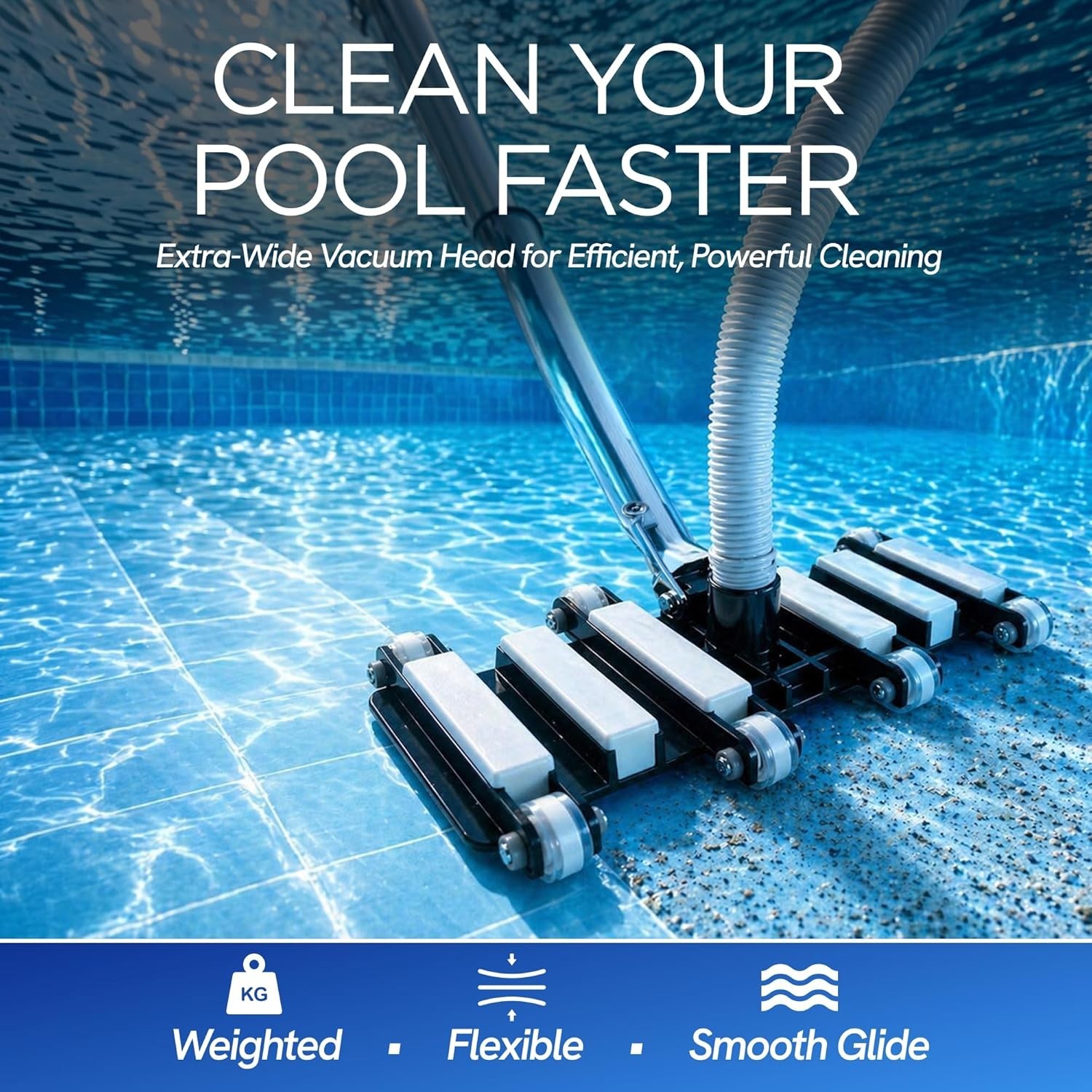 Pool Vacuum Head 14.4&Prime; Weighted Flexible Design Inground Above Ground