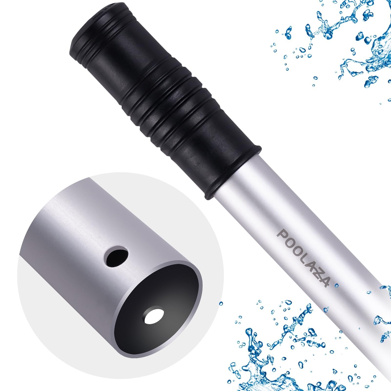 16ft Heavy Duty Detachable Pool Cleaning Pole – Anodized Aluminum, Double Grip,