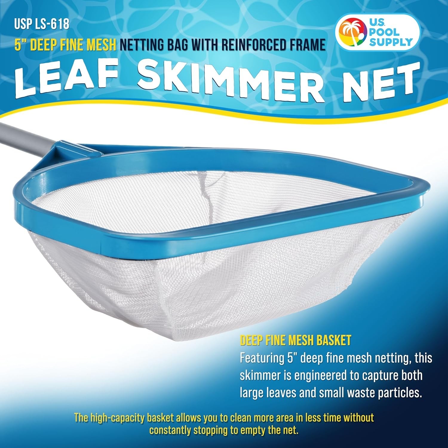 Versatile 30&Prime; Pool Skimmer Net with Durable Handle – Leaves and Debris Removal