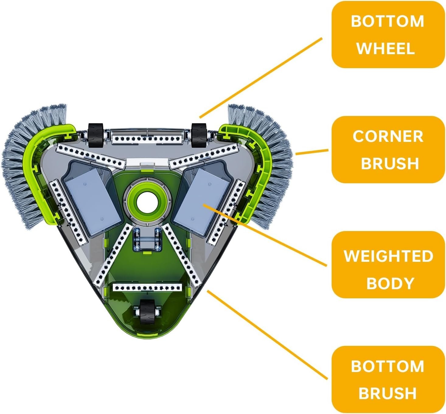 Weighted Triangular Pool Vacuum with Non-Slip Wheels for Inground/Above Ground