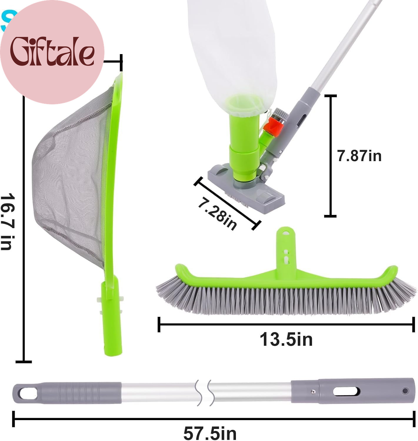 Deluxe Swimming Pool Cleaning Kit with Spa Jet Vacuum Cleaner,Brush, Semi-Deep S