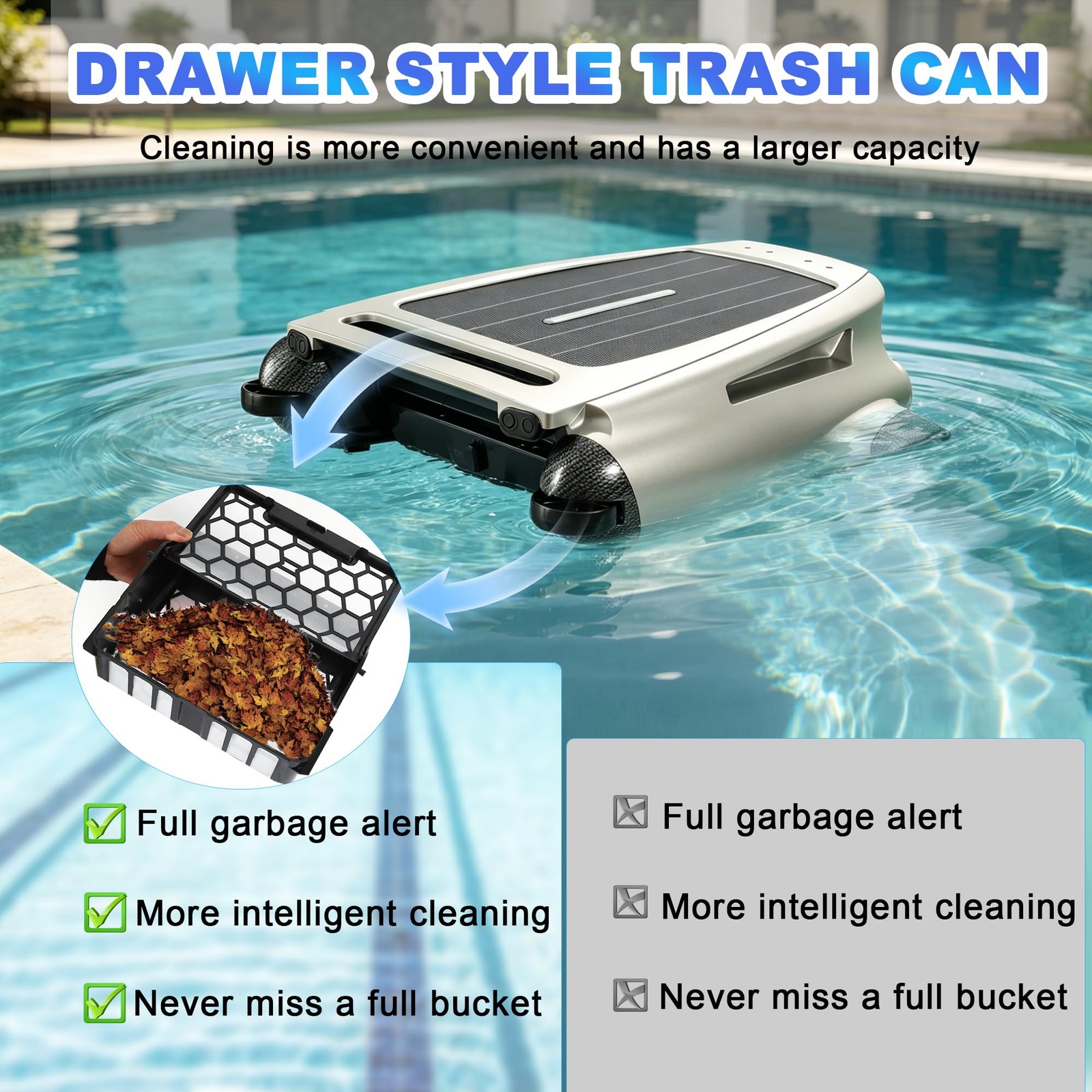 Uoark Solar Powered Robotic Pool Skimmer, Automatic Pool Surface Cleaner Robo…