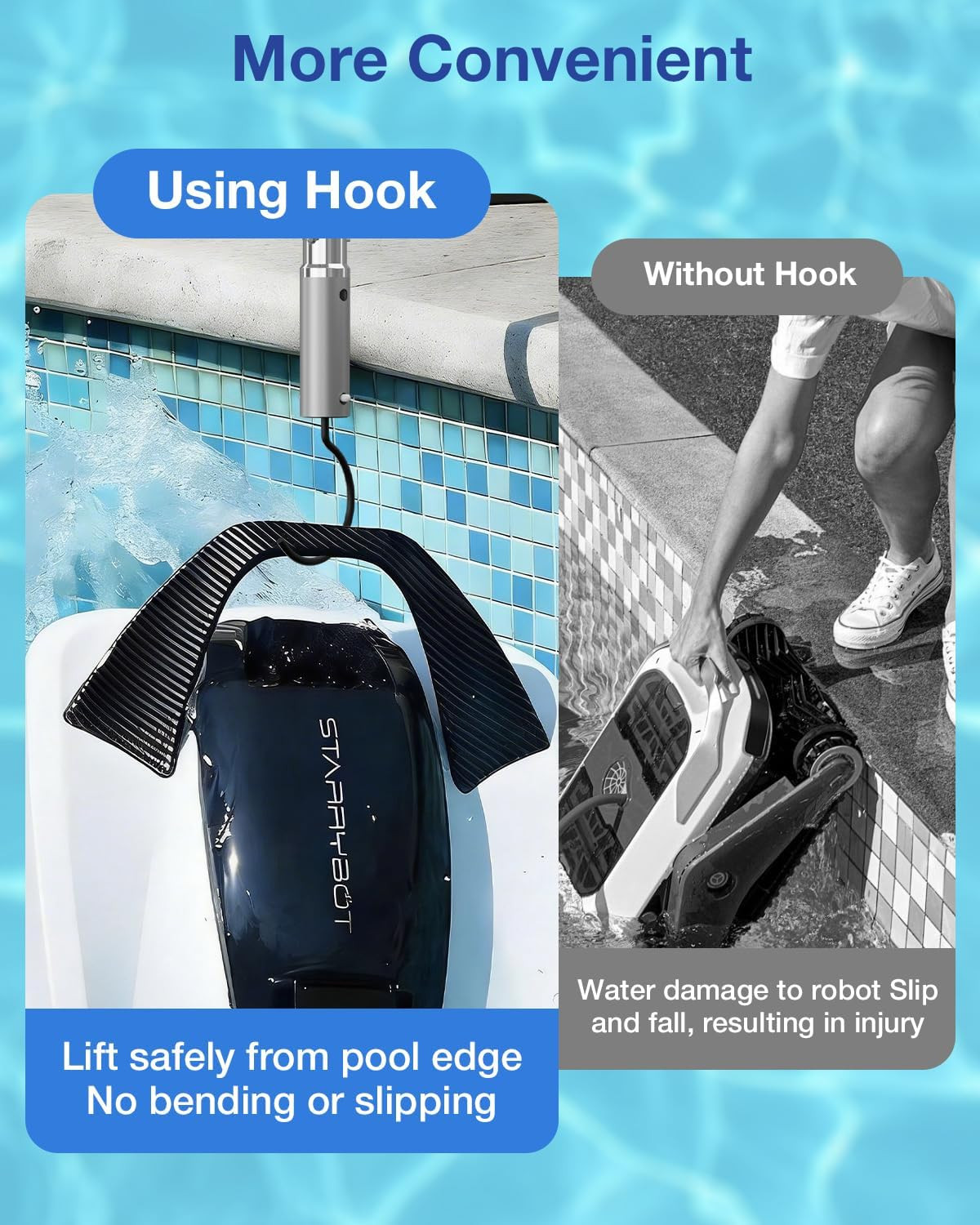 Hook for All Robotic Pool Cleaner, Stainless Steel Hook for Pool Poles，Accessori