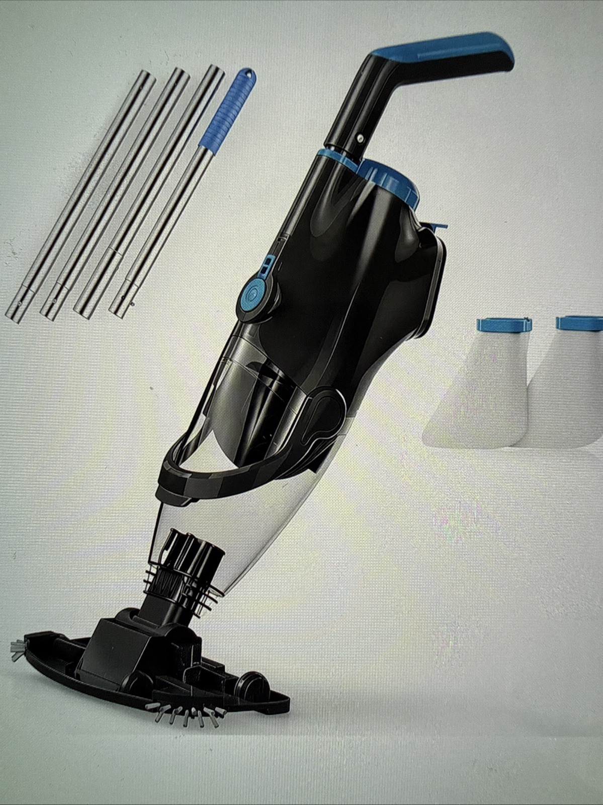 Cordless Handheld Pool Vacuum, 18.5GPM, Detachable Poll, 2x 2L Filters Bags