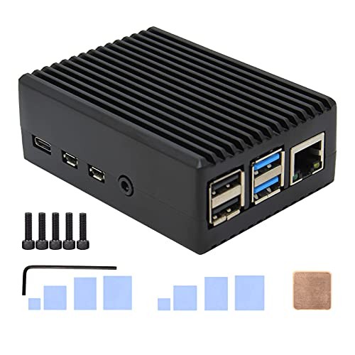 for Raspberry Pi 4 Aluminum Case, Heavy Duty Passive Pi4 Heavy-duty Case-Black