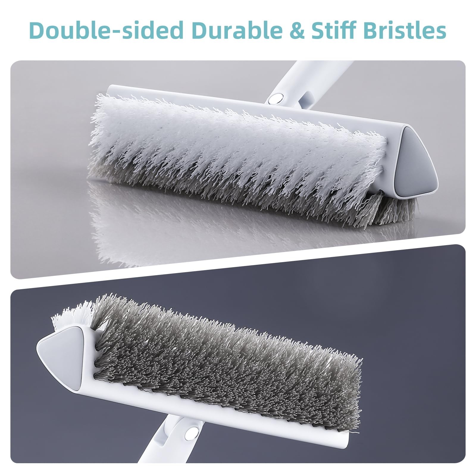 « 55 » Floor Scrub Brush with DualSided Bristles for Tile, Grout, and Shower