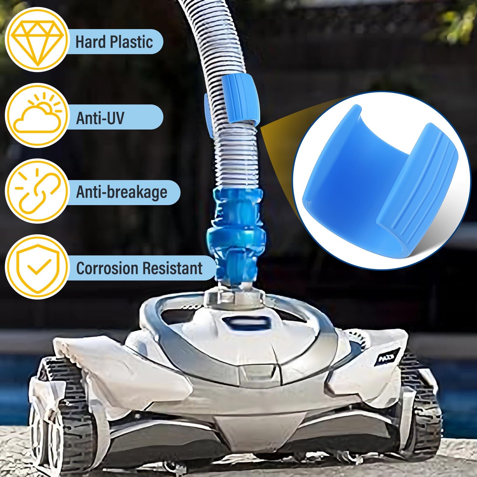 4 Pack Pool Systems Hose Float, Floating Fit 1.88&Prime; OD Hose, with Zodiac/Barac…