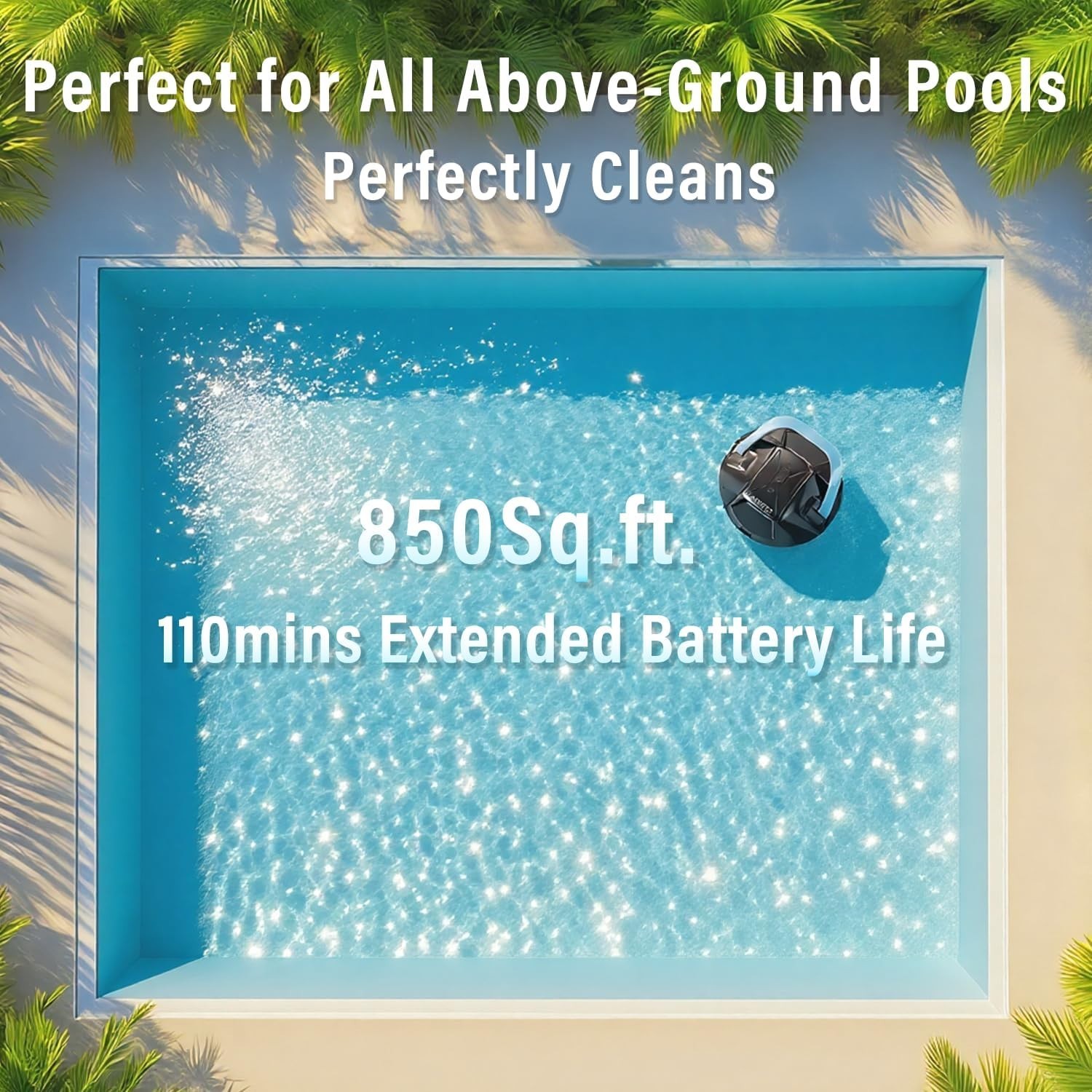 KEEPEEZ SP-M101 Robotic Pool Cleaner 100 Minutes Runtime up to 860 sq.ft.