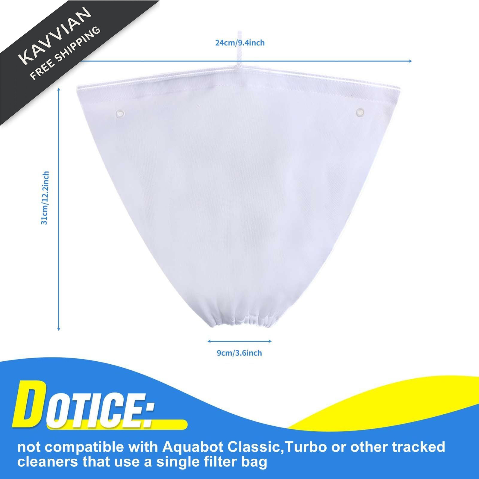 Riakrum 2 Pcs Pool Cleaner Fine Filter Bag Replacement Spa Part white