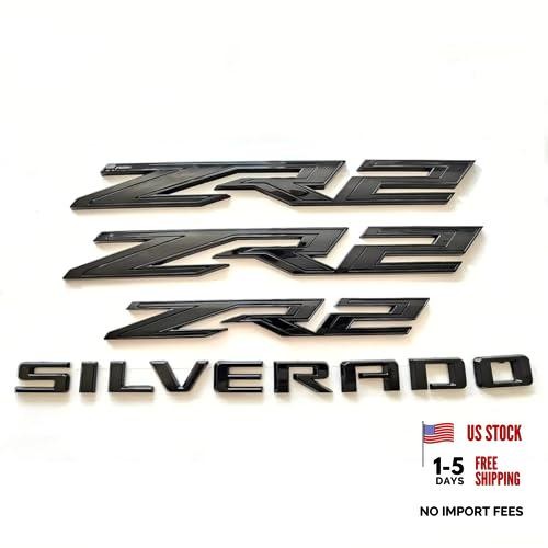 OEM ZR2 Emblems Badges – Black – Two Side – Plus Rear Silverado Set – 4 Pack