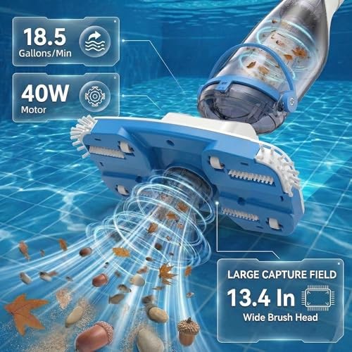 Rechargeable Pool Vacuum Telescopic Pole 60min
