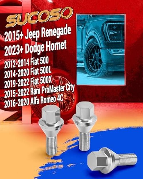12×1.25 OEM Lug Bolts Fit for 17mm Hex M12x1.25 for Renegade(Chrome Lug Bolts)
