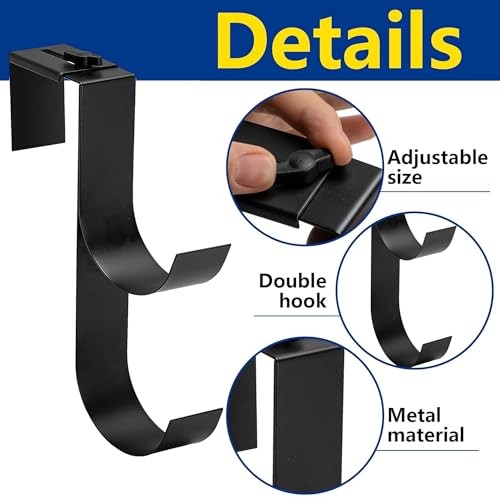 codree Adjustable Pool Fence Hooks for Pool Equipment, Black Heavy Duty 4 Pcs