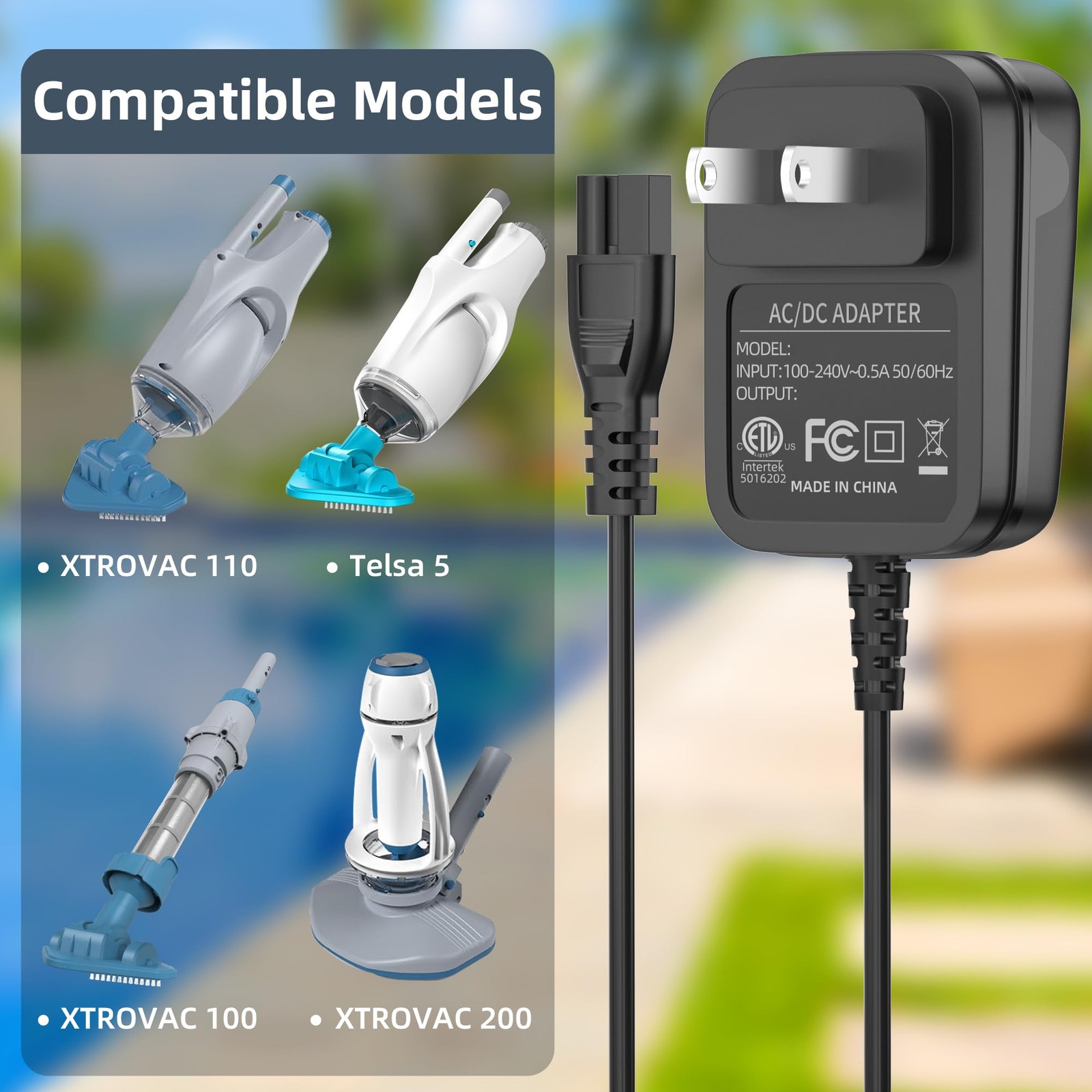 Charger for Kokido Cordless Pool Vacuum – with Xtrovac 100, 110, 200 & Telsa …