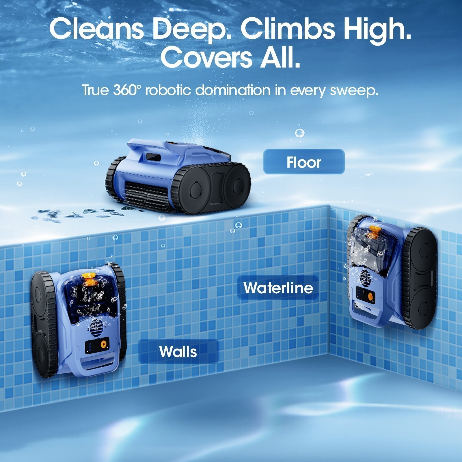 2026 Seauto SAT20Pro Cordless Robotic Pool Vacuum Wall-Waterline Pool Cleaner