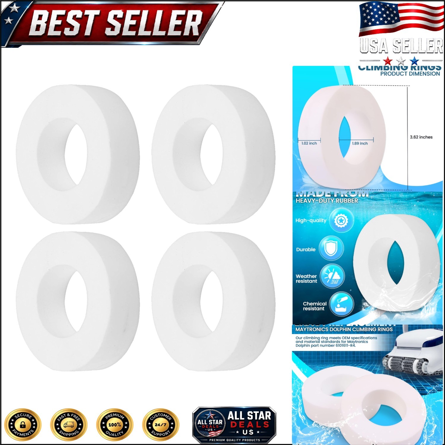 Dolphin Compatible Climbing Ring Replacement Set – Fits M200, M400, M500 Models